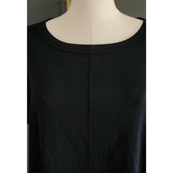 Everlane The Luxe Cotton Side-Slit Tee Dress Cap Sleeve Midi Black Size XL - Picture 4 of 6